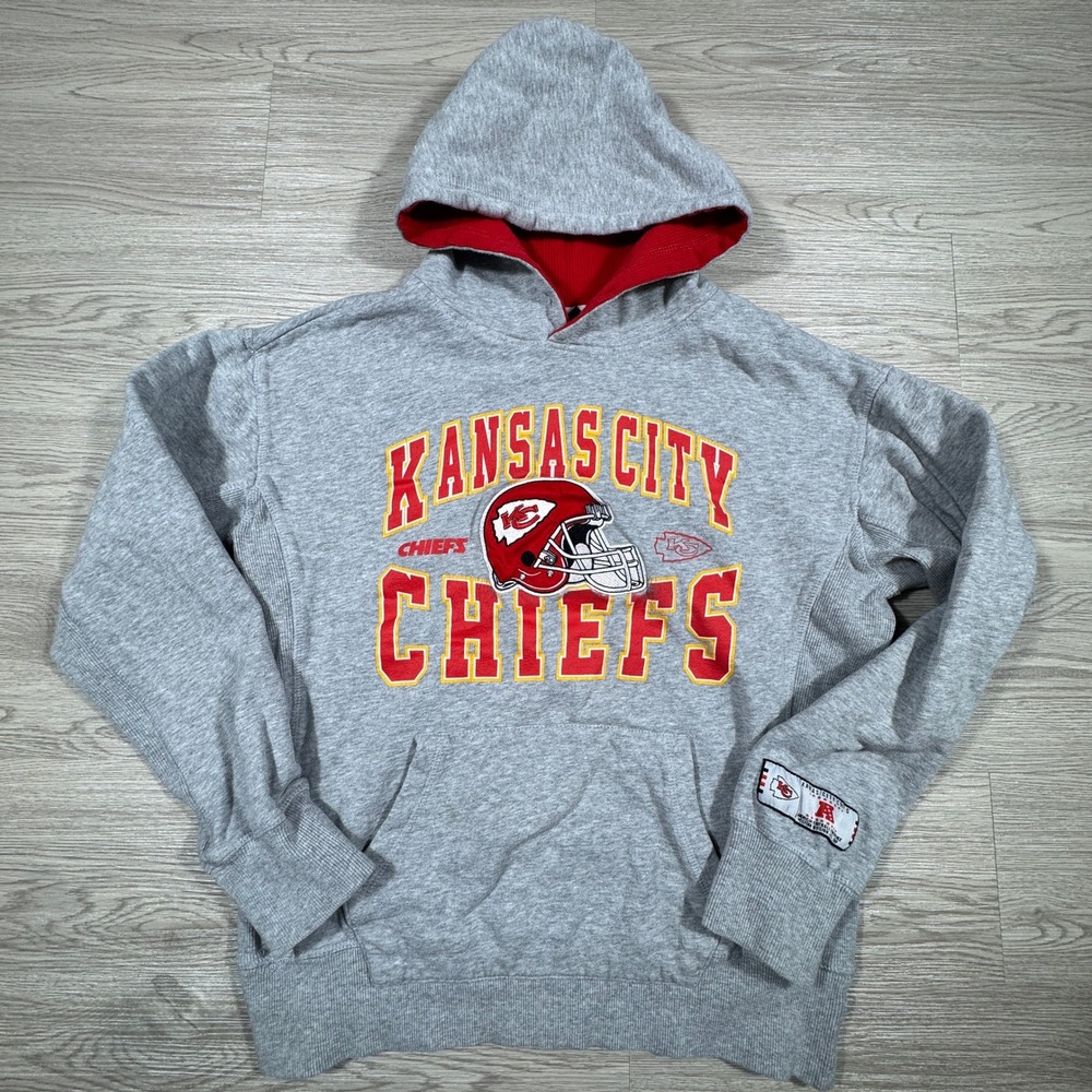 NFL Team Apparel Men's Kansas City Chiefs Hoodie Gray Small Graphic Sweatshirt